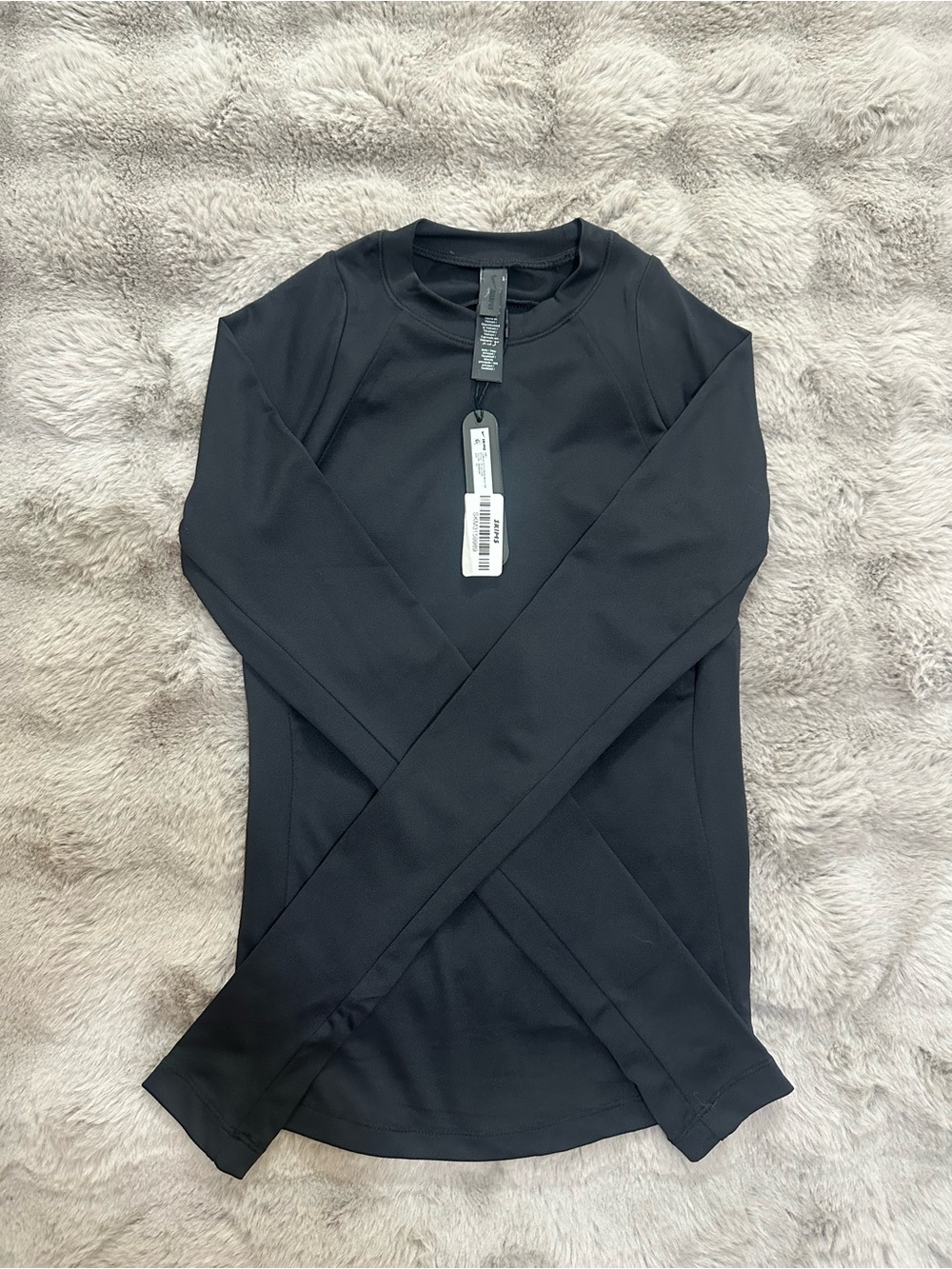 NWT Nike SKIMS AIRY LONG SLEEVE CREW NECK TOP Obsidian XS